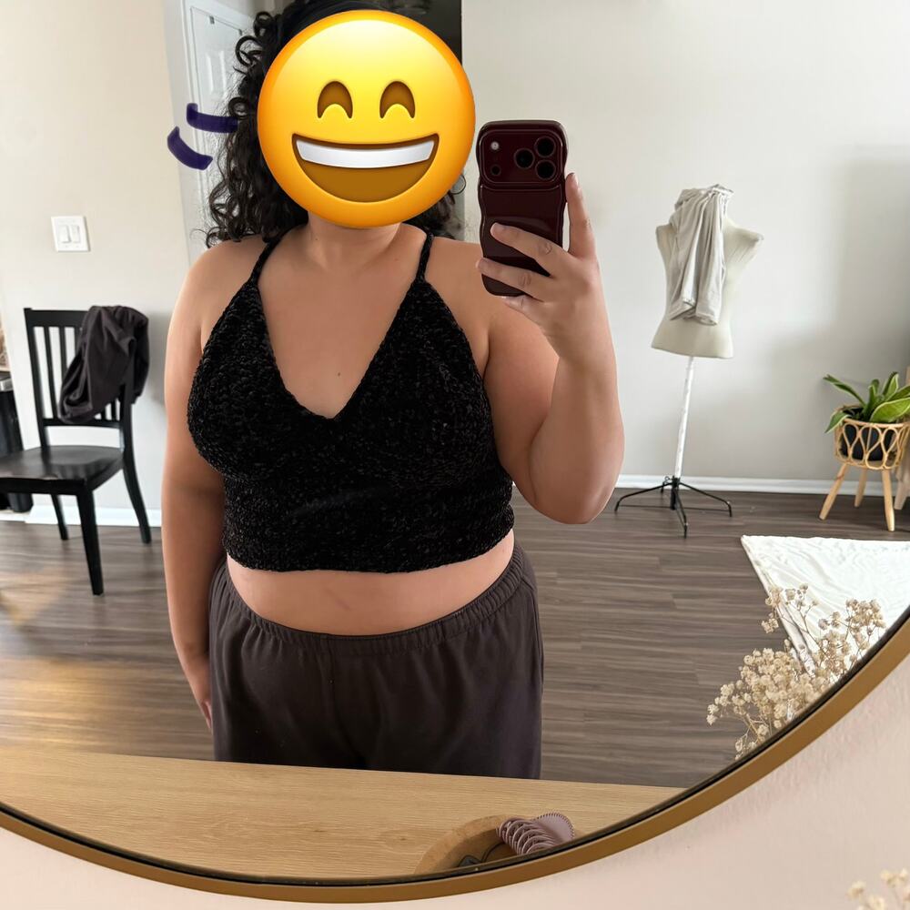Hand Made Black Velvet Crochet Halter Top Plus Size XXL Whimsigoth Fairy Grunge